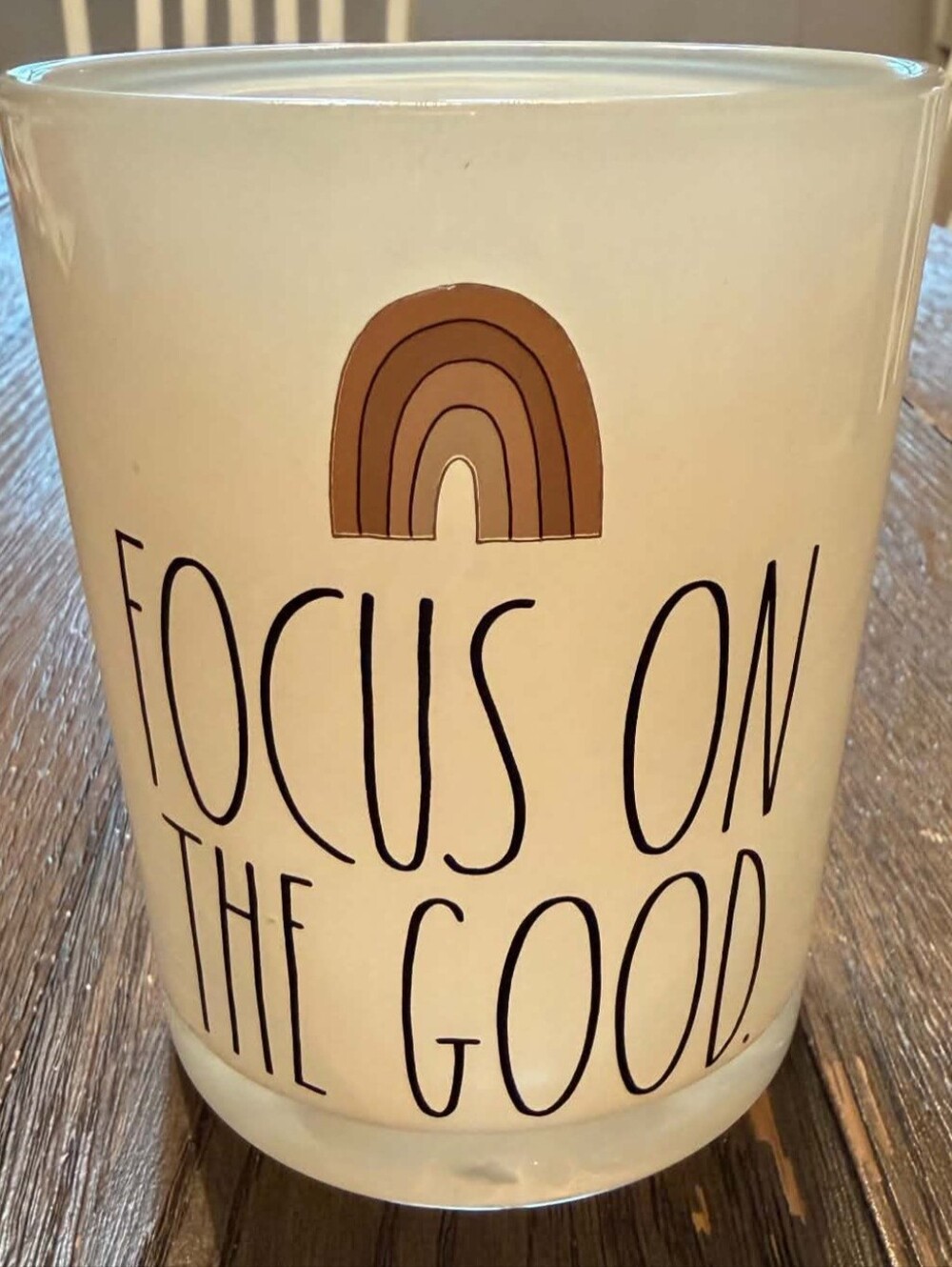NWT Rae Dunn "Focus On The Good" Makeup Cup, 5" Tall × 4" Diameter